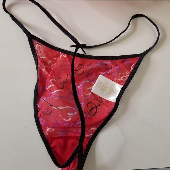 Secret‎ Treasures Red Black Trim Sheer Lingerie Camisole Women's 2 Piece … - Picture 8 of 12